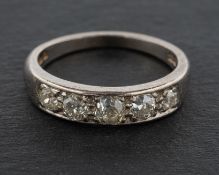 An 18ct gold, old-cut diamond, half-eternity ring, total estimated diamond weight ca. 0.