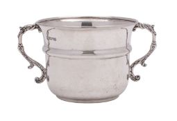 A George V silver twin-handled porringer, makers W.H. & Co.