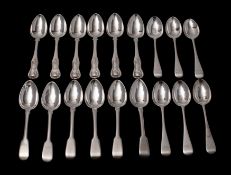 A set of six George III silver fiddle pattern teaspoons, maker Robert Rutland, London 1813,