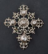 A late 19th century, French, white paste, openwork, cruciform pendant, with detachable drop pendant,