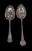 A George III silver berry spoon, London 1808 (makers mark worn) with later decoration,