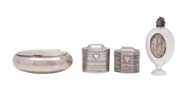 A George V silver oval tobacco box, makers Charles S. Green & Co.