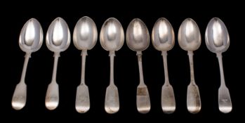 Two pairs of Victorian silver Fiddle pattern dessert spoons, London 1838 and 1882,