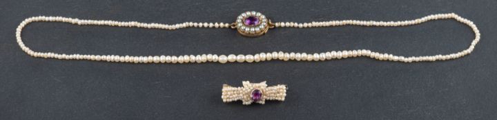 A late 19th/ early 20th century, seed pearl choker necklace, the clasp set with an oval,