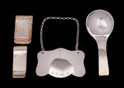 A mixed collection of Irish silver comprising;- an Arts and Crafts form caddy spoon,