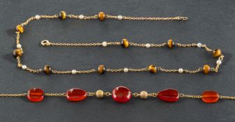 Two bead necklaces,