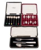 A set of six Elizabeth II silver gadrooned edged coffee spoons maker J B Chatterley & Sons Ltd,