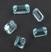 ! Five octagonal aquamarines,