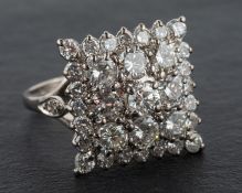 A 1970's 18ct gold, round, brilliant-cut diamond, square cluster ring,