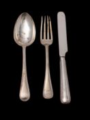 A Victorian silver christening spoon and fork, makers Atkin Brothers, Exeter 1866 with beaded edges,