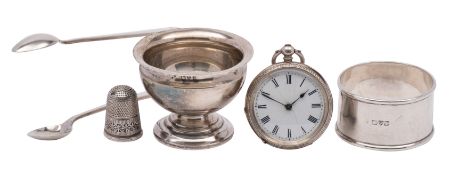 A quantity of Chester silver items comprising, an egg cup,