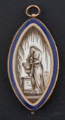 A Georgian, navette-shaped, mourning pendant,