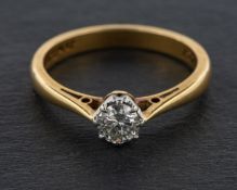 A round, brilliant-cut diamond, single-stone ring, estimated diamond weight ca. 0.