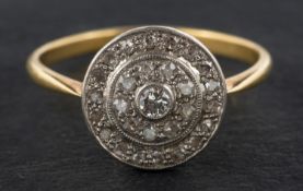 A single and old-cut diamond target ring, total estimated diamond weight ca. 0.