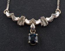 An oval, mixed-cut sapphire necklace, estimated sapphire weight ca. 0.