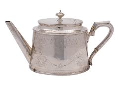 A Victorian silver teapot, maker Josiah Williams and Co.