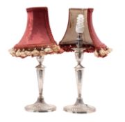 A pair of 20th century silver candlesticks, maker Jenkins & Timm, Sheffield,