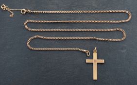 A cruciform pendant, with engine-turned decoration, stamped '9C', total length ca. 3.
