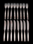 A set of eight W.M.F. dessert knives and eight matching forks (16).