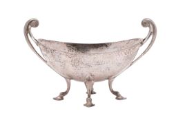 An Edward VII silver oval twin-handled sweetmeat dish,