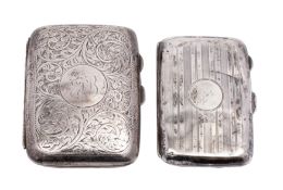 A George V silver engine turned cigarette case, Birmingham 1915, 8 x 5cm,