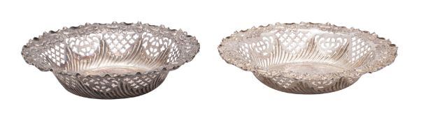 A pair of Victorian silver circular bon-bon dishes, makers Hamilton & Inches,