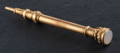 A late 19th/ early 20th century, gilt metal, retractable pencil by S Mordan & Co,