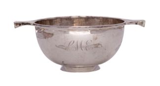 An Elizabeth II silver circular twin-handled Quaiche, makers Walker & Hall,