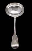 A George III silver Fiddle pattern soup ladle, makers Sarah and John William Blake, London 1815,