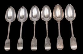 Two pairs of Victorian (William IV head) Fiddle pattern tablespoons,