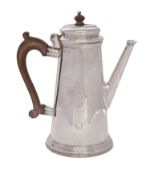 A George V silver coffee pot, makers Crichton Brothers,
