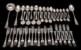 An extensive Victorian silver rose pattern, with union shell heel, flatware service,