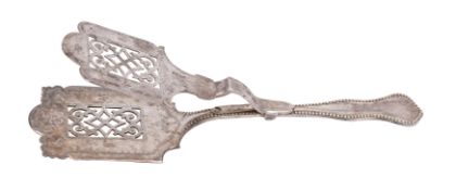A Victorian silver plate pierced pastry server,