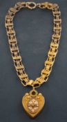 A heart-shaped locket pendant, with bi-colour cannetille decoration and a yellow gemstone,