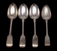 A pair of Victorian silver fiddle pattern tablespoons, makers Chawner & Co.