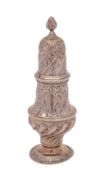 A Victorian silver urn-shaped pepper castor, maker William Comyns, London 1897,