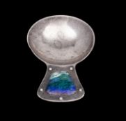 A Liberty & Co. Art Nouveau silver and enamel caddy spoon, Birmingham 1909, 0.59 ozs.