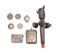 A William IV child's silver rattle, maker probably Thomas Ross,