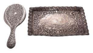 An Edward VII silver dressing table tray, makers Williams Birmingham Ltd.