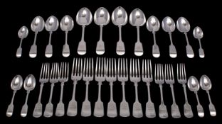An Edward VII and George V silver Fiddle pattern flatware service, makers Joseph Rodgers & Sons,