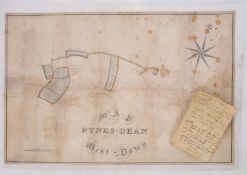 MAP OF PYNES DEANE in West Down. (North Devon) c1830. surveyor Irish and Parker.