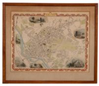RAPKIN, J - Exeter : hand coloured plan with six vignette views and decorative border.