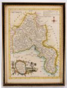 BOWEN, Eman - Somersetshire Divided into Hundreds ... map with original outline hand colouring.