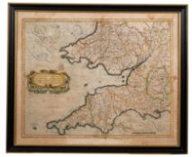 MERCATOR - Cornubia, Devonia, Somersetus, et al. 17th cent. hand coloured map. Size: 455 x 360mm.
