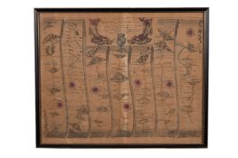 OGILBY, John - The Road From Exeter to Truroe : Hand coloured 'road' map. Size : 440 x 350 mm.
