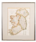 CARY, John - A New Map of Ireland. Divided into Provincies and Counties. Hand coloured map.