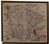 KIP, William - Devoniae Comitatus Vulgo Denshyre : ... [Devon]. Hand coloured map. 330 x 290mm.