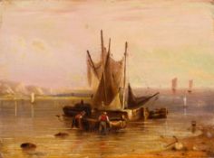 Follower of Thomas Luny (British, 1759-1837) Fishermen at sunrise oil on panel 18.