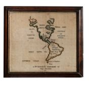 A pair of 18th century needlework maps worked by Eliza Seccombe, 1775: one depicting Europe, Africa,