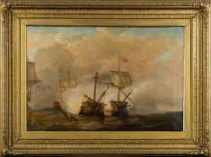 British School (19th century) A naval battle scene,